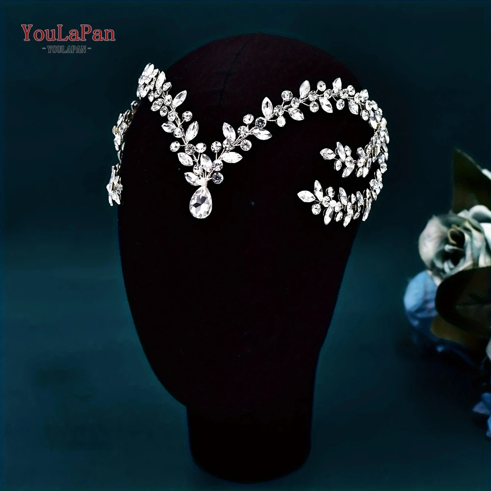 TOPQUEEN Bunte Kopfbedeckung Braut Strass Stirnband Hochzeit Luxus Kopfschmuck Frau Wasser Tropfen Haarband Haar Schmuck HP599 – Detail 5