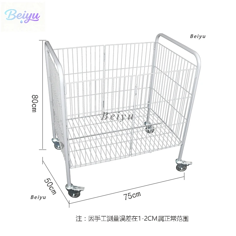 Float rack basket with wheels movable folding stall cart oversold display stand storage wrought iron stack head