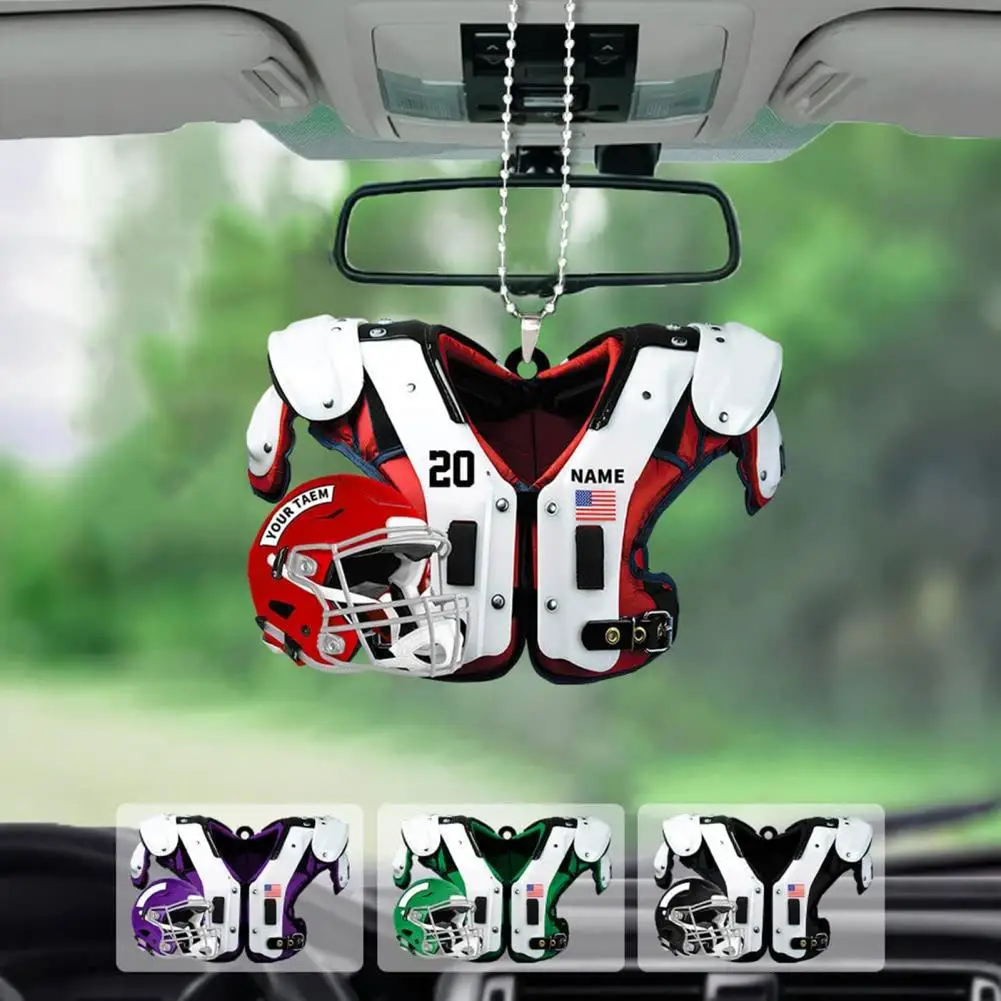 Chic Football Pendant Long Lasting American Football Ornament with Helmet Vivid Football Ornament Present