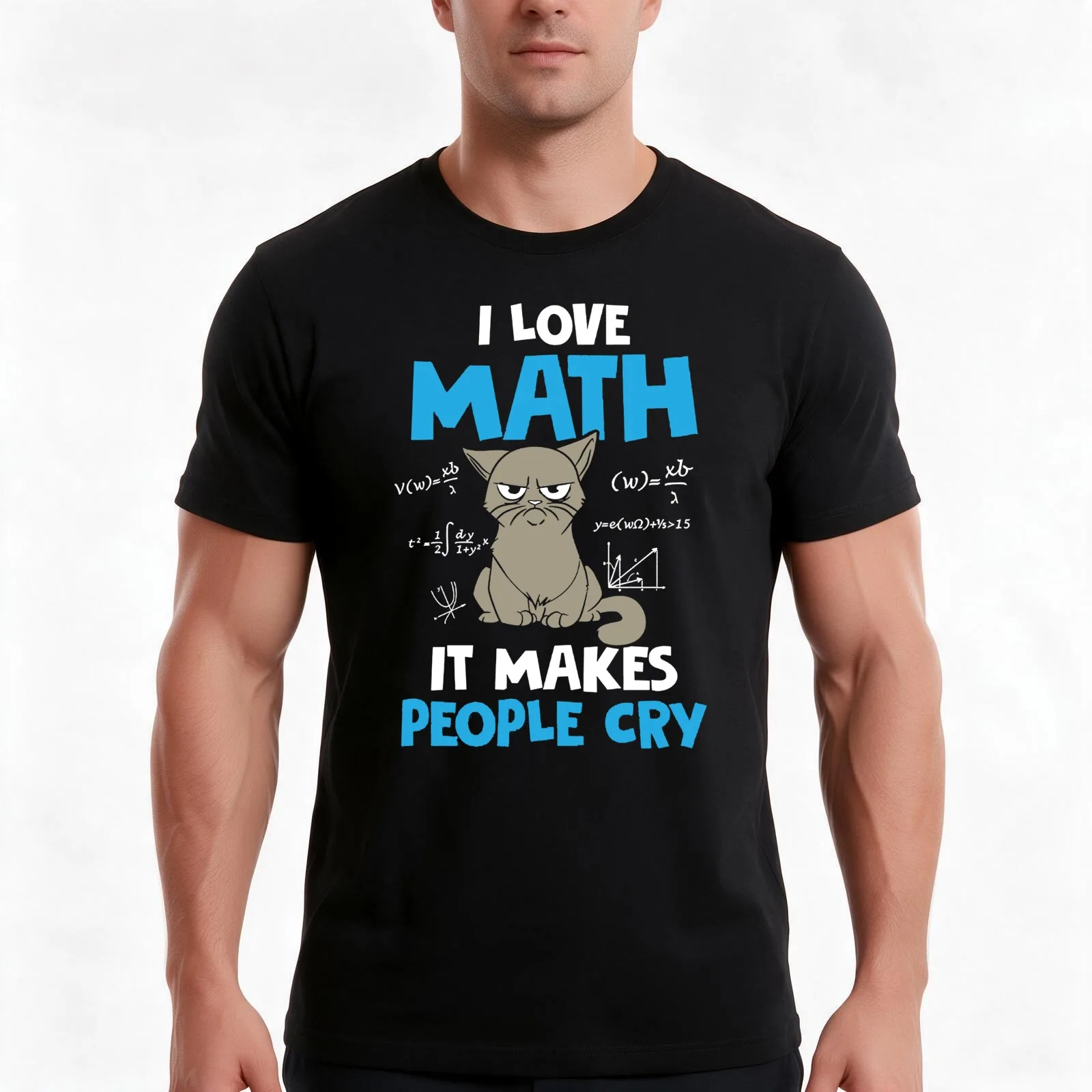 Funny Math Pun T Shirts Gifts-I Love Math It Makes People Cry for Women Men T-Shirt Summer Casual Cotton Tee, Unisex Men Women