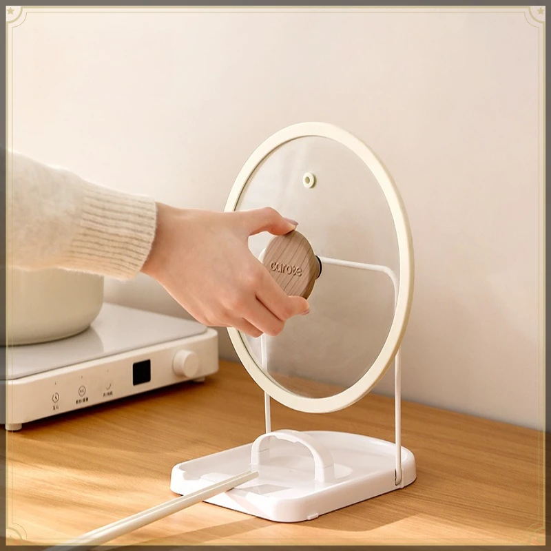 Countertop Pot Lid Holder ABS Foldable Raised Card Holder Design Multifunctional Kitchen Rack for Spatula Pan Lid Storage