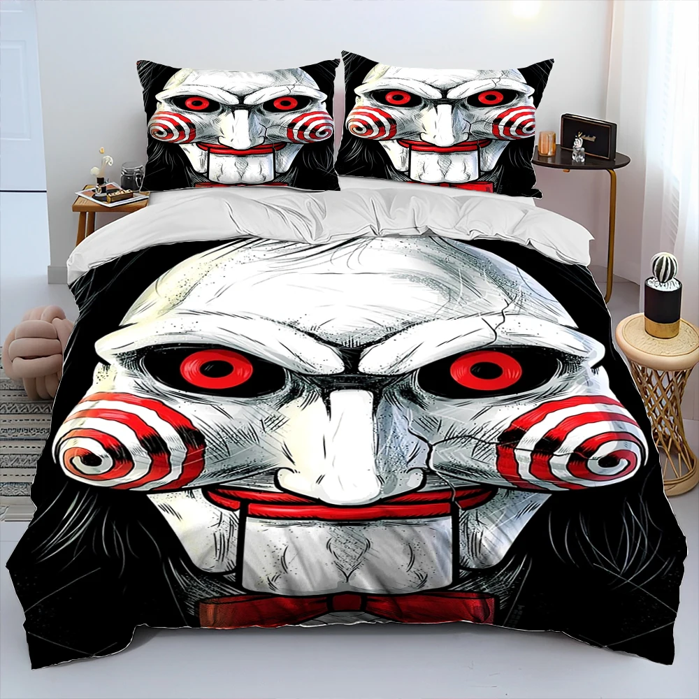 Horror Movie Character Chucky Saw Comforter Bedding Set,Duvet Cover Bed Set Quilt Cover Pillowcase,King Queen Size Bedding Set