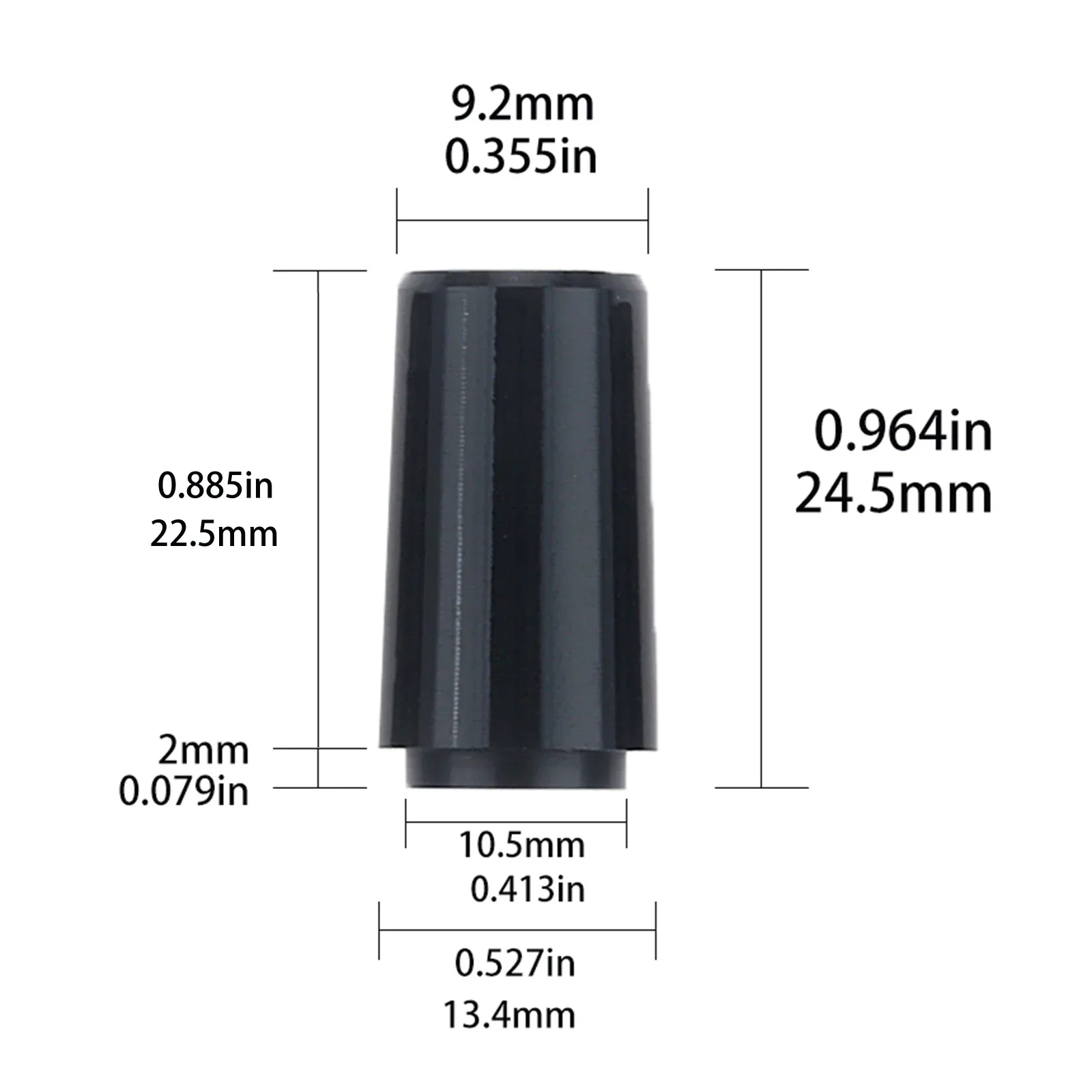 Luva plástica preta das virules do clube de golfe, ponta da substituição, eixos acessórios, tamanho 0,355, 24.5x9.2x13.4mm, 10 PCes