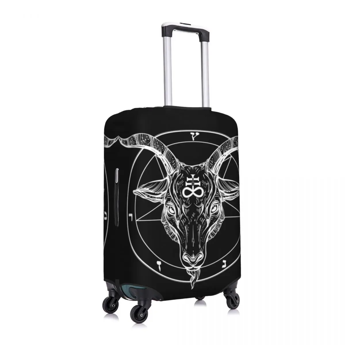 Baphomet Goat Head Pentagram Suitcase Cover Holiday Occult Satanist Symbols Elastic Luggage Case Cruise Trip Protector