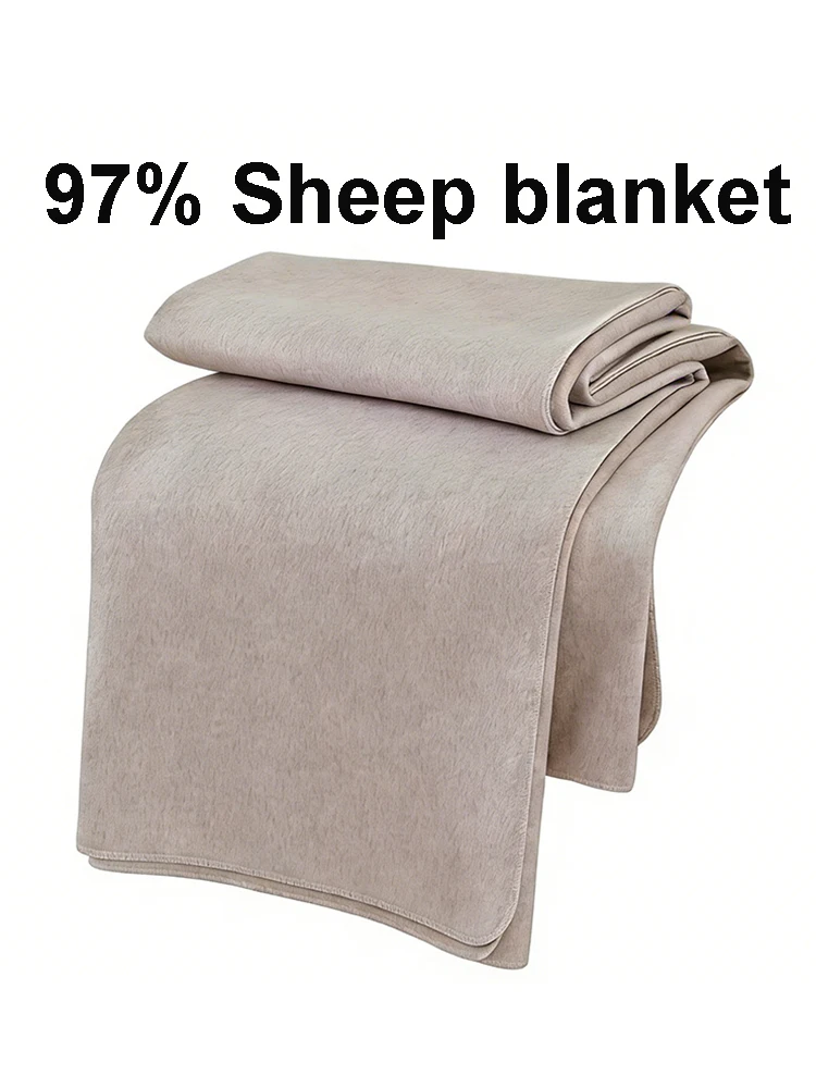 97% Wool Blankets Warm Comforter Four Seasons Fleece Blankets 1.5*2m Sofa Bedding Camping Office Nap Shawl Sheep Wool Blanket