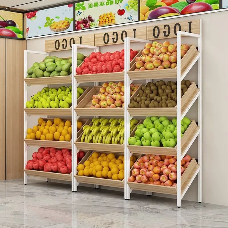 Fruit Shelf Supermarket Fresh Fruit and Vegetable Shelf Display Shelf Commercial Multi-layer