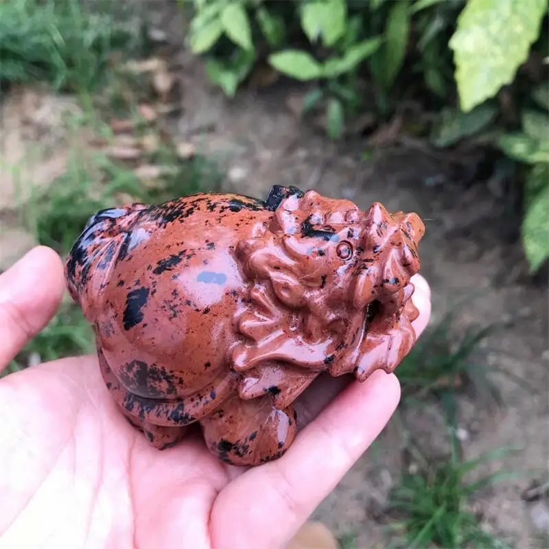 

7 см натуральный красный обсидиан Pixiu резные Животные украшения кристалл Кварцевый Камень ремесла статуэтка ручной работы украшение для дома подарок 1 шт.