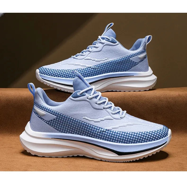 Male Long-Distance Road Sport Training  Shoes Men's Casual Footwear Walk and Jog Sneakers Light Miked Colour Grid gymshoes