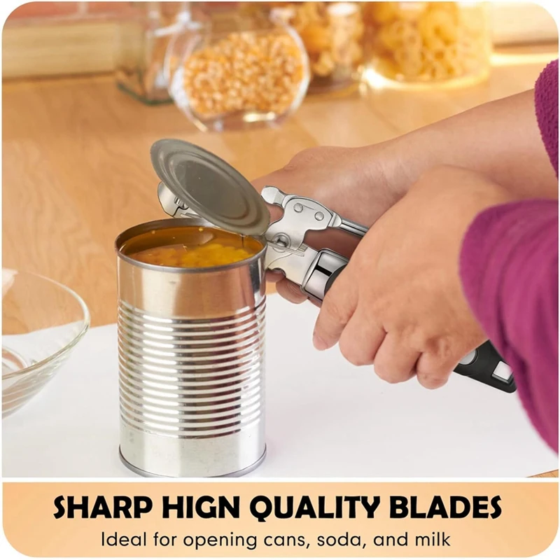 Can Opener Manual Can Opener Heavy Duty Handheld Can Opener Safety Can Opener Soft Non Slip Grip Handle 10 Pieces