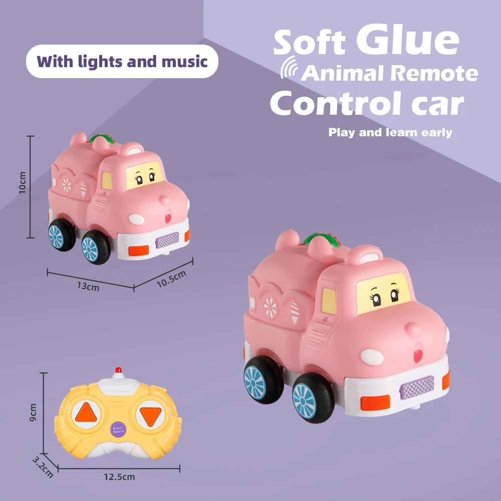 Coche de dibujos animados RC Taxi con Control remoto, resistente a caídas y golpes, coche eléctrico impermeable, iluminación musical inteligente, regalo de cumpleaños para niños