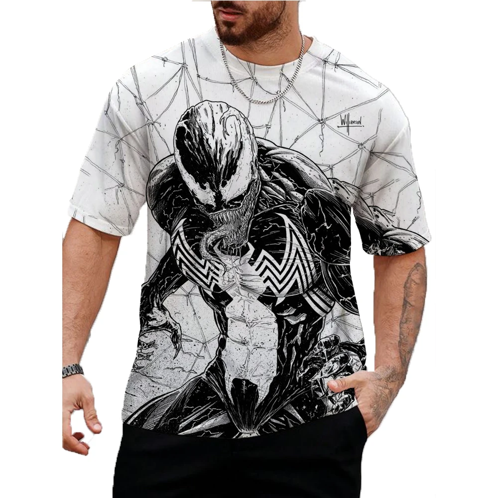 Marvel Venom PrintT-Shirt 3D Men\'s Shirts Summer Short Sleeved Male Pullover Oversized Tops Tees Men Clothing