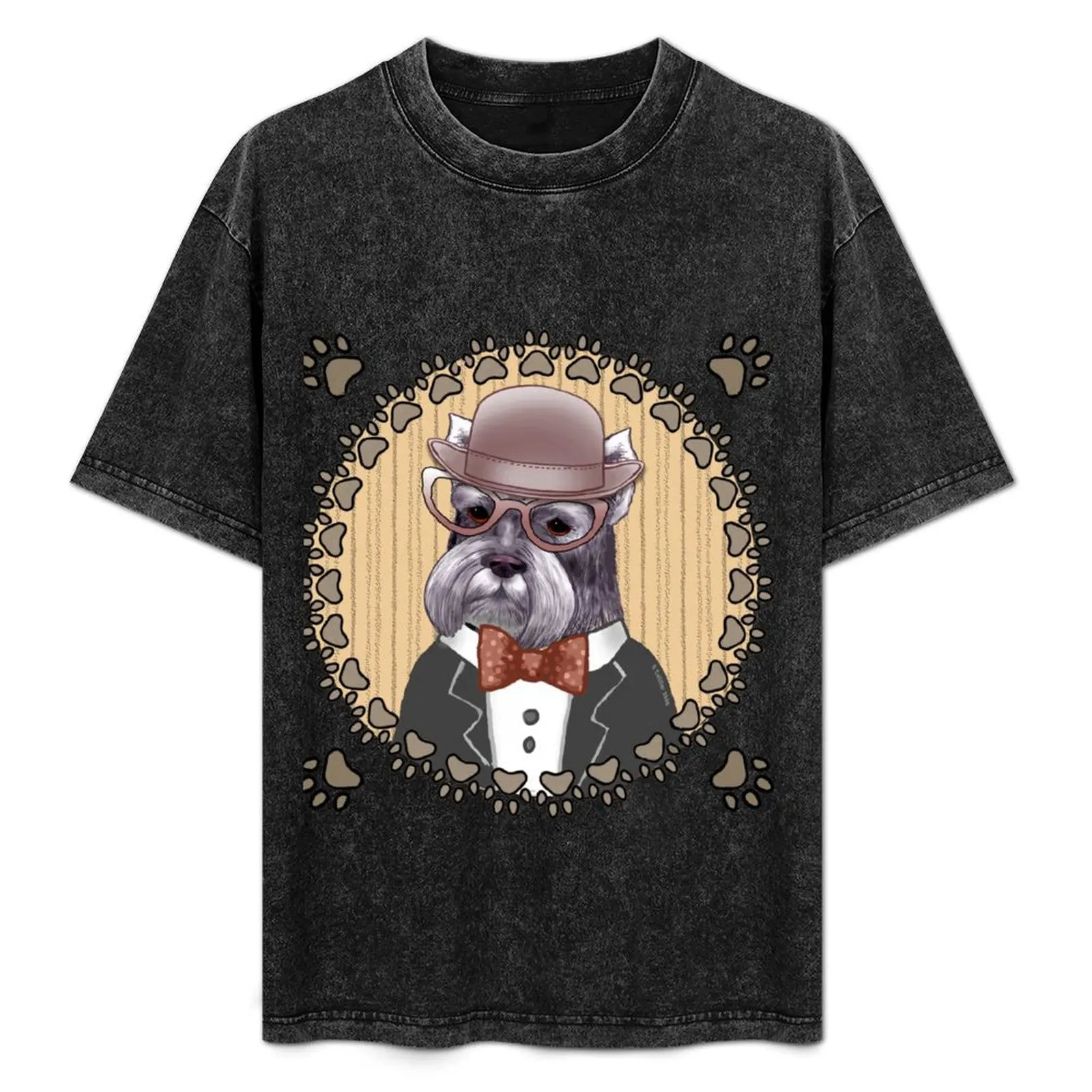 

Schnauzer Dog Wearing Glasses T-Shirt Abstract Pattern Print Top