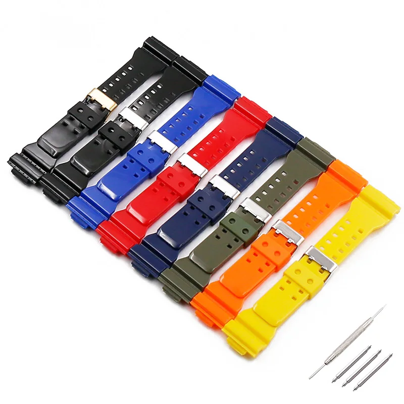 

16mm men resin watch strap for Casio GD GA GB GAX GLS-100 110 120 700 140 150 710 watchband women bright light rubber wristband