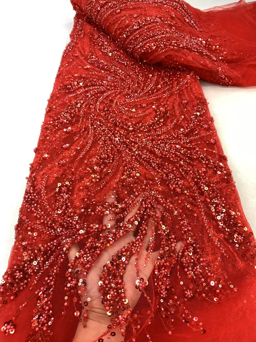 

Африканская кружевная ткань 2025, кружевная ткань ручной работы с бисером, Франция, блестки, нигерийская вышивка, свадебная сетчатая кружевная ткань для шитья