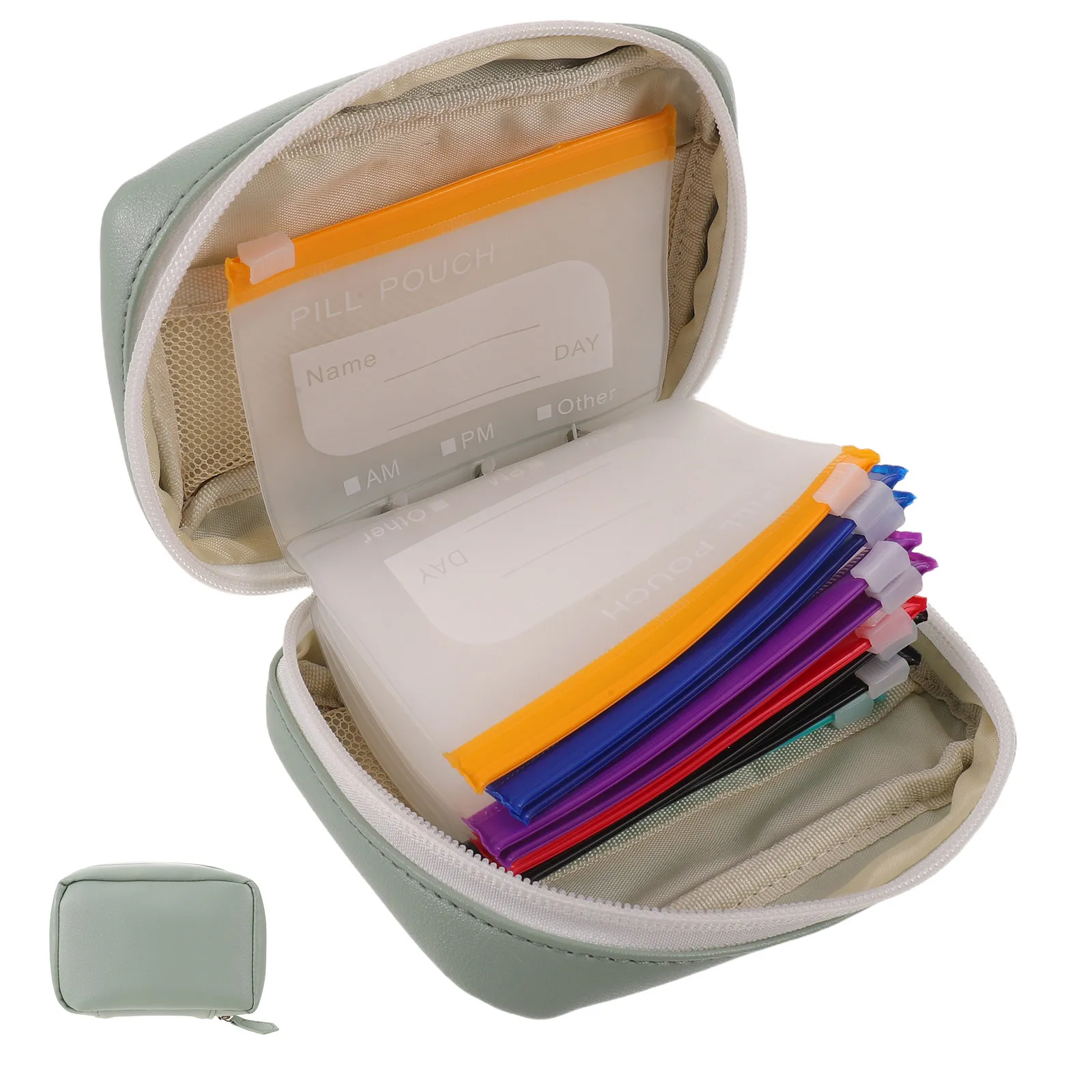 1Set Waterproof Pill Organizer 14 Reusable Zippered Pouches Travel Medication Organizer Compact Portable Pill Pouch for Daily