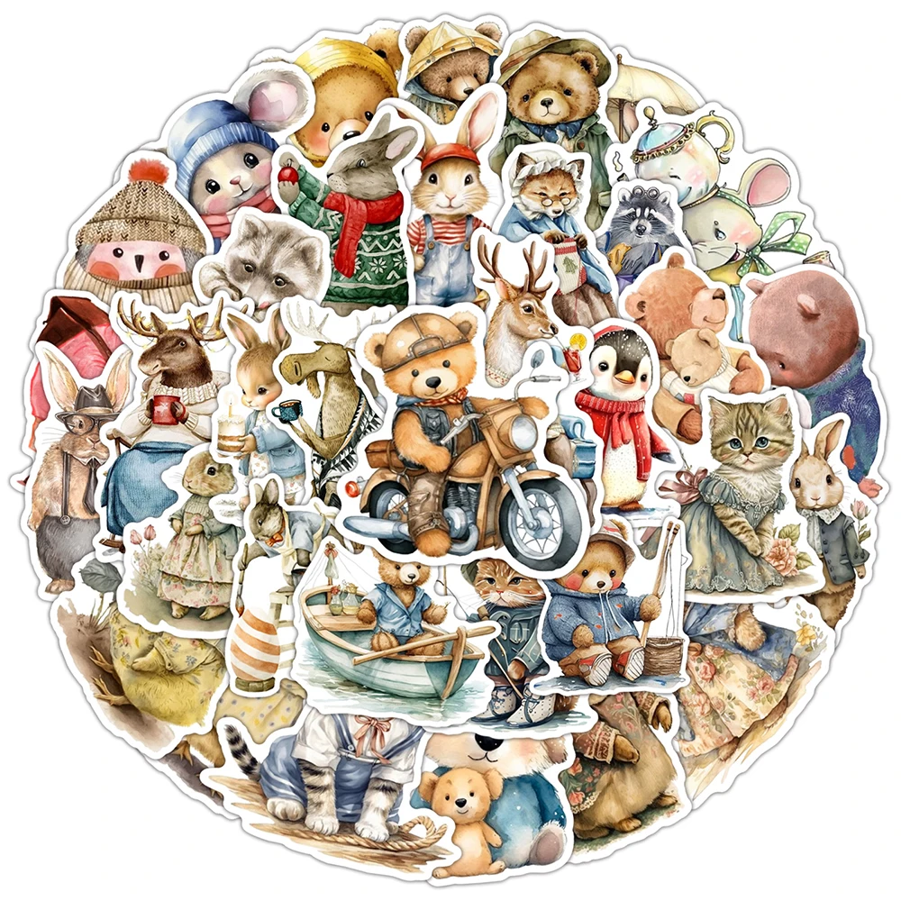 

10/30/50pcs Kawaii Retro Winter Animal Stickers Cartoon Graffiti Decal Scrapbooking Laptop Fridge Phone Cute Kid DIY Sticker Toy