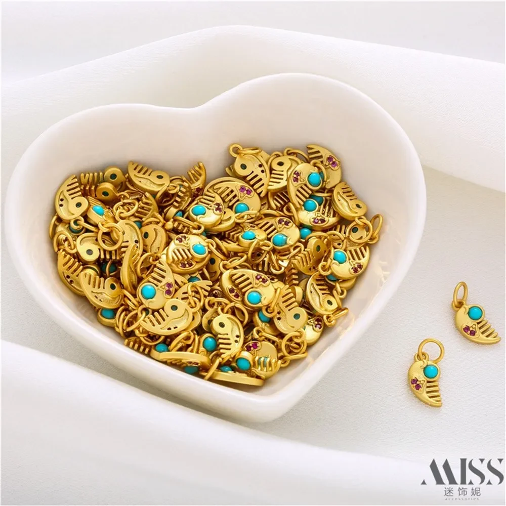 كتم الذهب اللون الاحتفاظ Nanhong الأخضر الصنوبر الزركون قلادة مشط صغيرة DIY بها بنفسك اكسسوارات اليدوية سوار قلادة دلاية مجوهرات