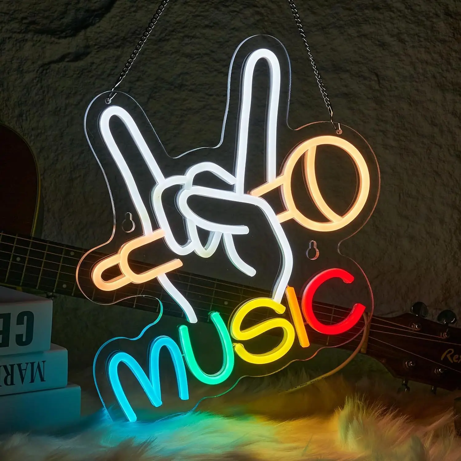 Music Neon Sign,Vibrant Wall Decor for Any Room-Adjustable Switch - Perfect for Twitch, Tiktok, or Any Music Lover