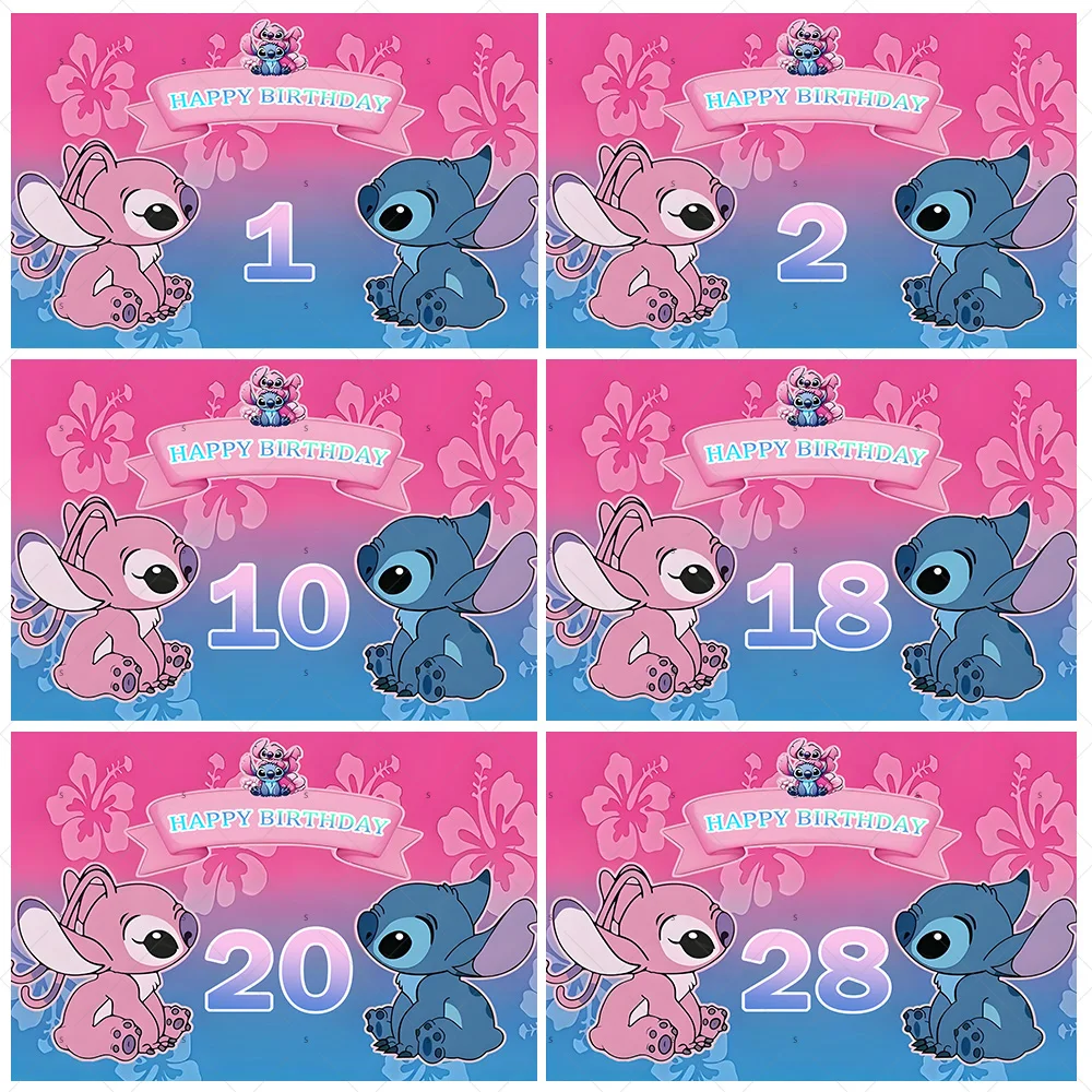 

Cartoon Angel Stitch Background 1-28th Birthday Party Decoration Backdrop Supplies Baby Shower Photography Props Photo Studio