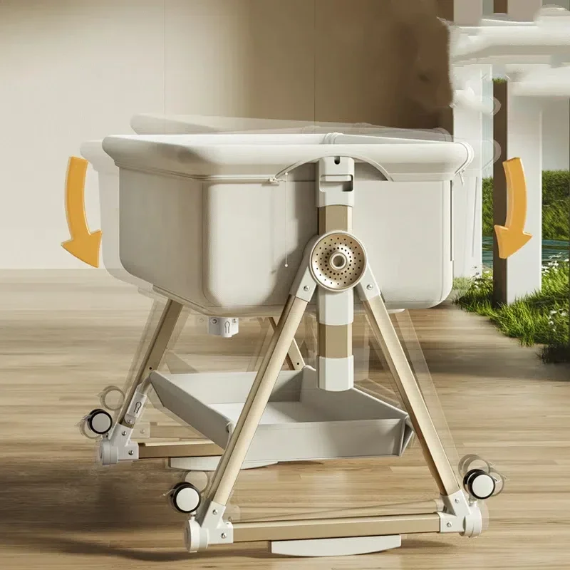 سرير أطفال محمول قابل للتحويل - ارتفاع قابل للتعديل وقابل للطي يتحول إلى سرير وجانبي لحديثي الولادة والرضع #4