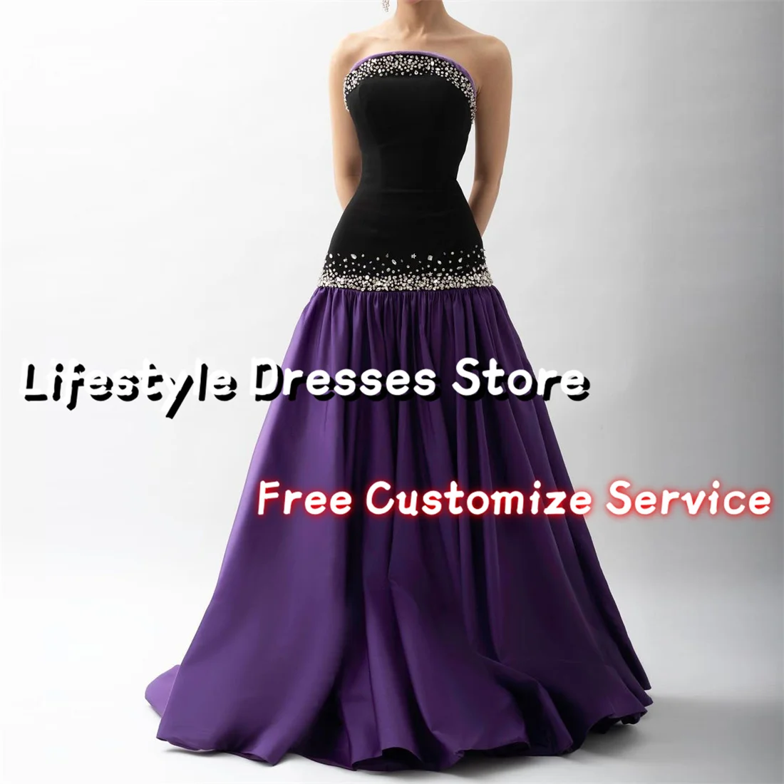 Customized Beadings Sequins Luxury Evening Dresses 2024 Mermaid Prom Gown Sleeveless Purple Patchwork Wedding Party Dress