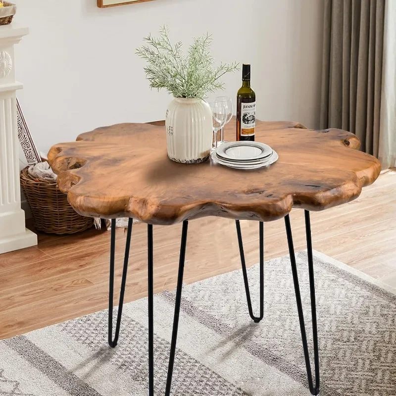 Wood Freeform End Table com superfície impermeável, Rustic Accent Table, Exclusivo para Sala de estar Quarto e Casa