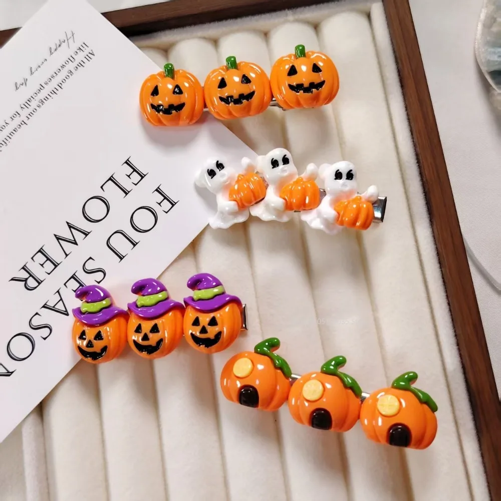Halloween Pumpkin Hairpin Cartoon Ghost Witch Hat Duckbill Clip for Children's Holiday Party Dress Up New Halloween Headwear