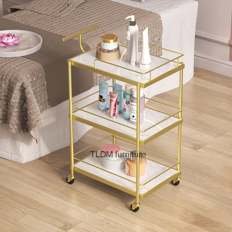 

Профессиональная Золотая тележка для салона красоты, портативная металлическая тележка для салона красоты, роликовая тележка, мебель для салона, MQ50TC