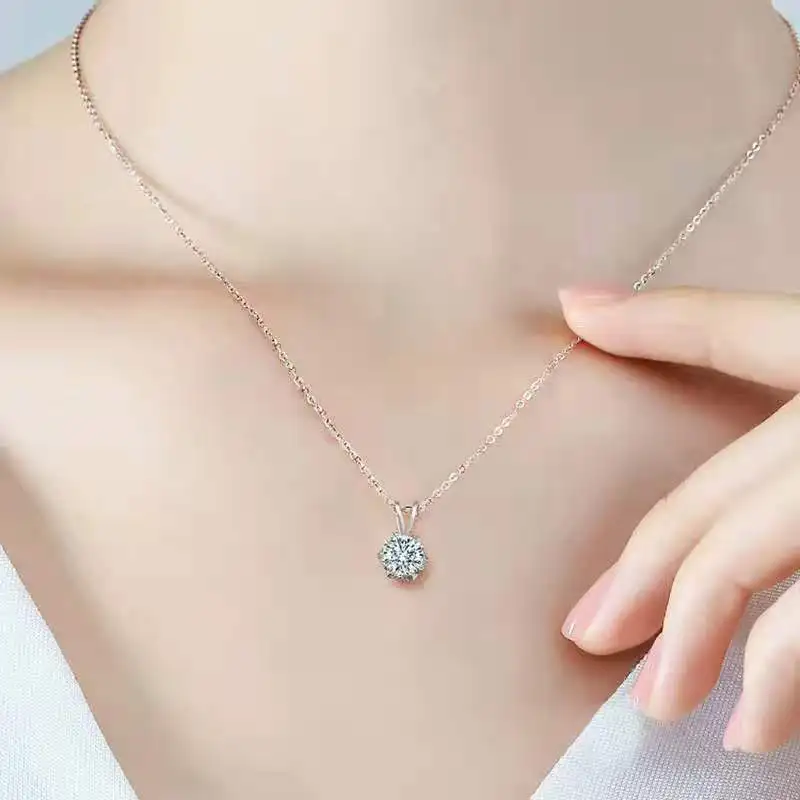 New S925 Mozambique Diamond Clarity D Hardness VVS1 Snowflake Women'S Necklace Love Design Pendant Clavicle Chain Accessories