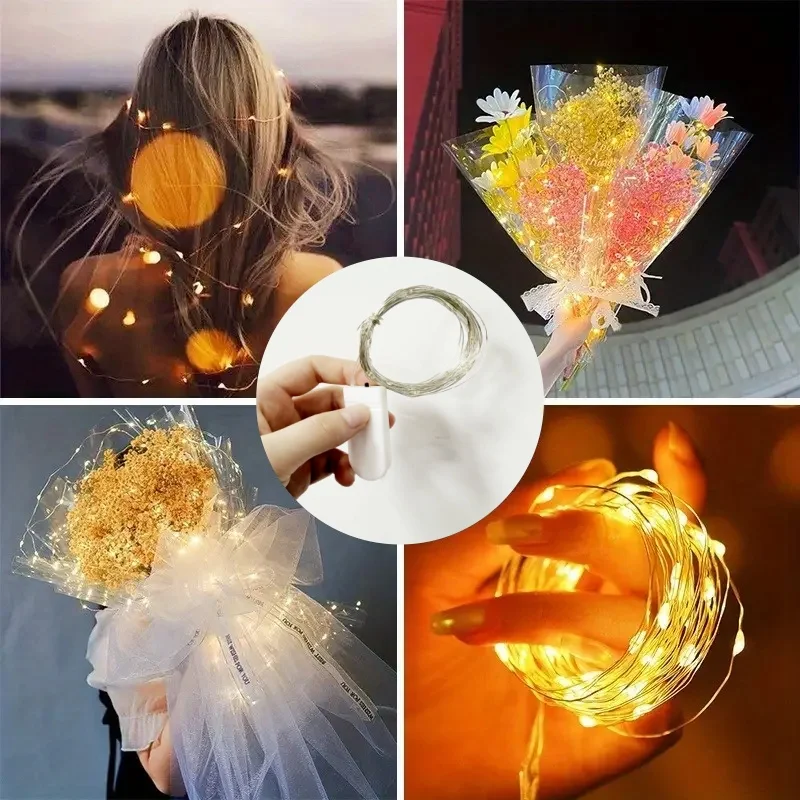 LED Fairy String Lights Battery Operated LED Copper Wire String Lights Outdoor Waterproof Light For Bedroom Wedding Decor