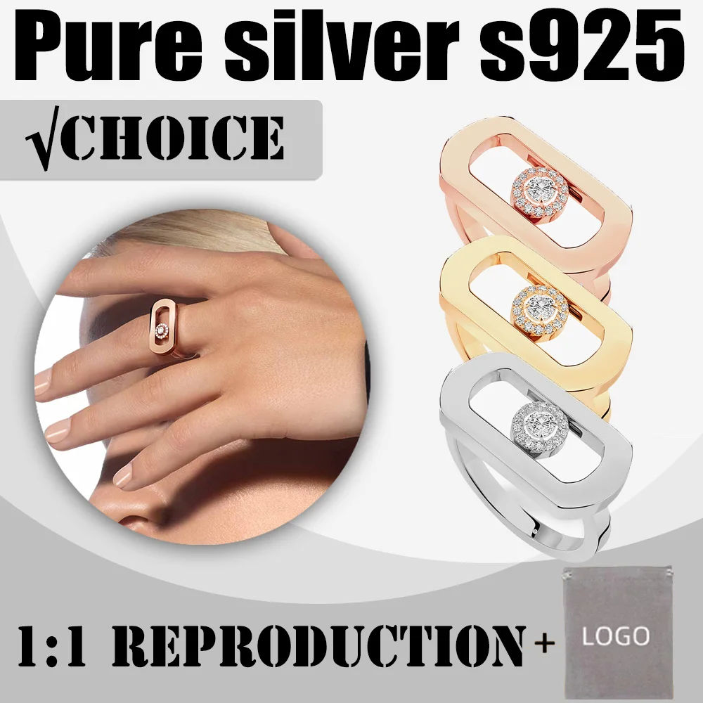 

Simple and classic pure silver s925 SO MOVE series smooth sliding diamond geometric high-end women's ring