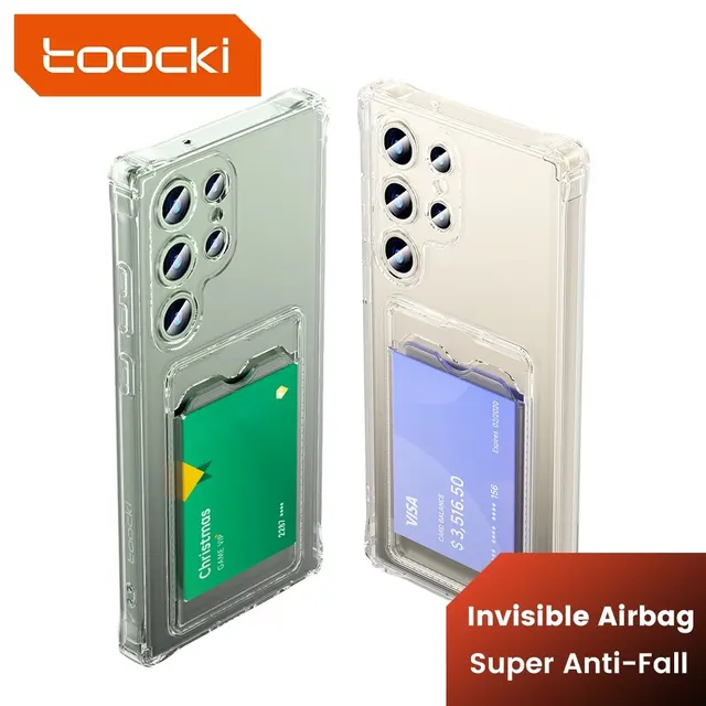 Toocki Przezroczysty uchwyt na telefon Etui na telefon Samsung Galaxy S24 S23 S22 S21 Plus Ultra Clear Wallet Silicone Shockproof Cover