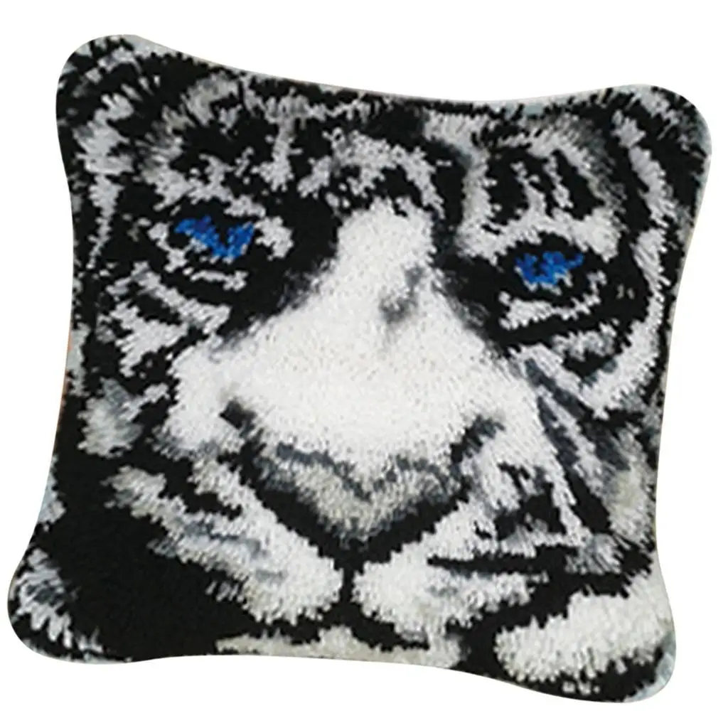 Pillow Latch Hook Rug Kit Handmade Needlework Supplies DIY Pillow Cover Sofa Cushion for Home Decor