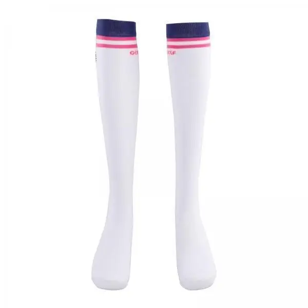Classic Striped Golf Socks Ladies Reinforced Non Marking Beam over Knee Pure Cotton Women's Sport Stockings for Golf Accessory