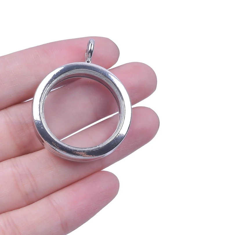1-5pcs/Lot Round Memory Relicario Locket Pendant For Women Frame Floating Medaillon Charm Living Picture Pendant Collier Jewelry