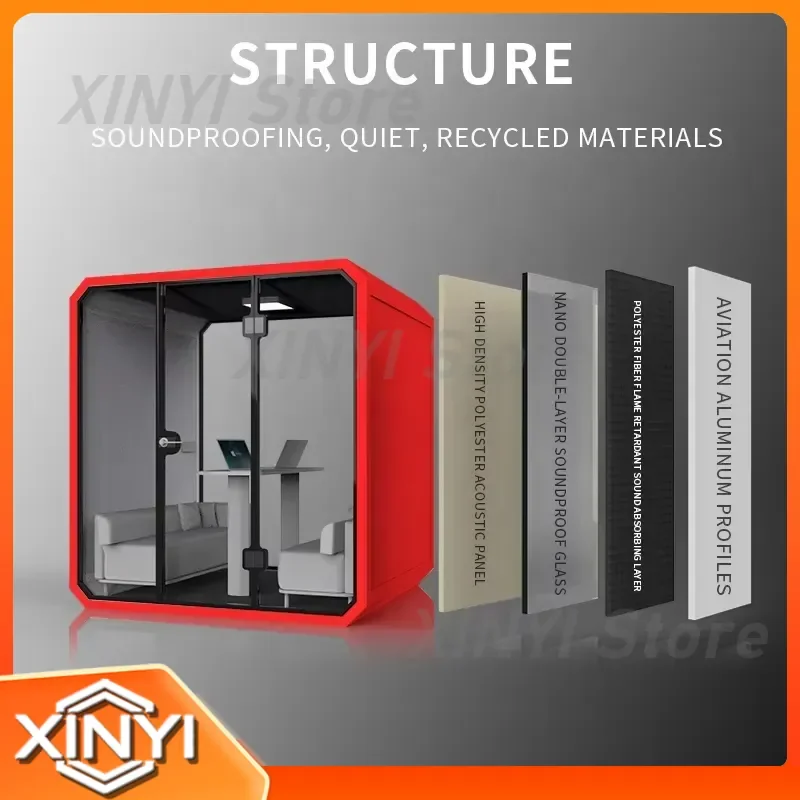 Soundproof Modular Meeting Pod with Sofa and Desk for Modern Single-Person Aluminum Office Cabin Manufacturers Supplies for