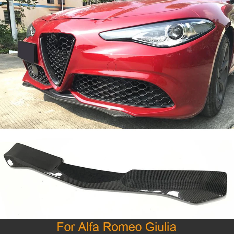 Carbon Fiber Front Bumper Lip Spoiler For Alfa Romeo Giulia Quadrifoglio Sedan 4-Door 2015-2020 Car Front Bumper Lip Chin Apron