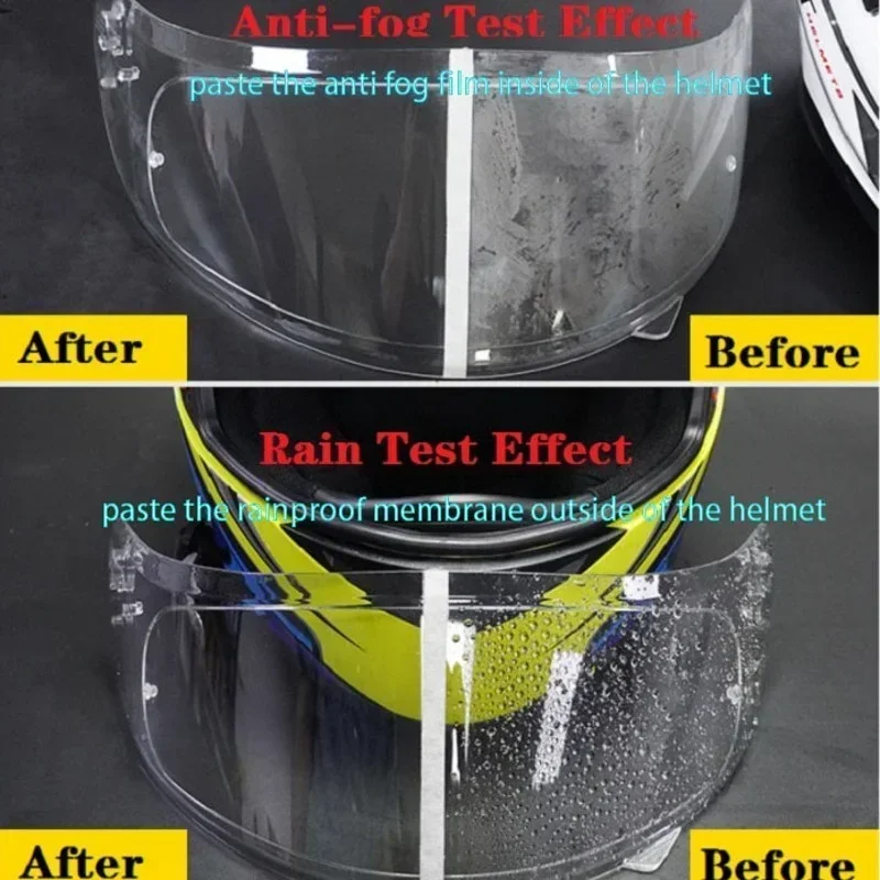 Adesivo universal para capacete anti-chuva e antiembaçante – filme nano transparente para motociclistas, fácil aplicação para melhor visibilidade