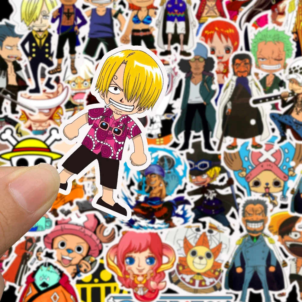 50pcs ONE PIECE Stickers Cartoon Anime Cool Laptop Phone GuitarSkateboard Decoration Graffiti Sticker Kids DIY Decal Gift Toy