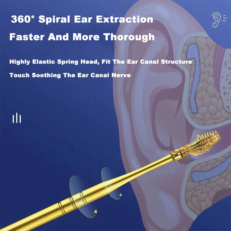 Espiral Ear Spoon Primavera Picker Nova Orelha Massagem Ancinho Dupla-cabeça Dual-use Ear Picker Rotativo