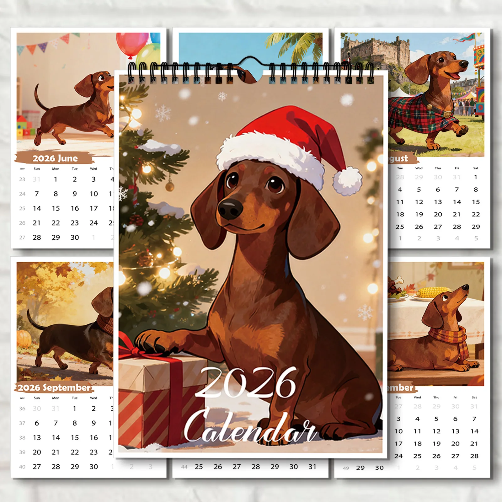 

1 шт. 2026 забавный календарь таксы, собака, размер А4, подвесной/настенный календарь, идеальный выбор на день рождения, Рождество, подарок на Новый год