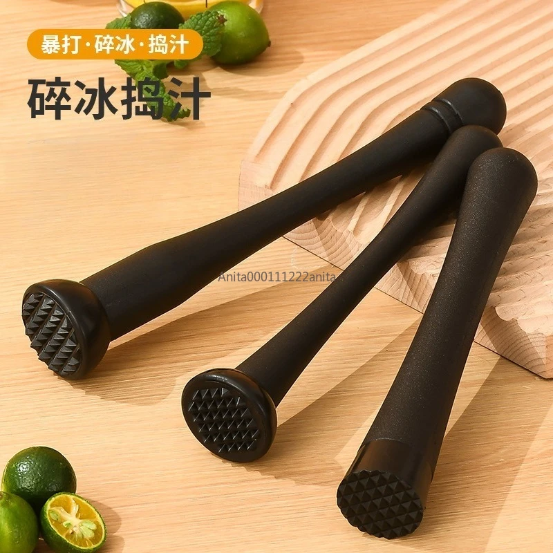 Cocktail Muddler Professional Stainless Steel Ice Pestle With Grooved Spiky Nylon Head For Muddle & Mix Homemade Drinks Mojito