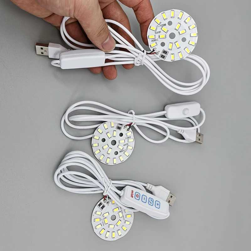 

50 мм 5 см теплый белый цвет диммер постоянного тока 5 В 10 Вт USB светодиодные фонари 5730 чип чтение ночной стол книга планшет лампа переключатель кабель питания