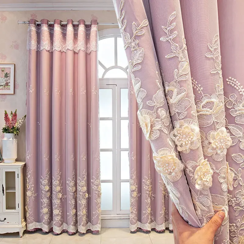 

Embroidery Curtains for Bedroom Living Dining Room Home Door Decoration High Shading Blocking Cloth Integrated Windows modern