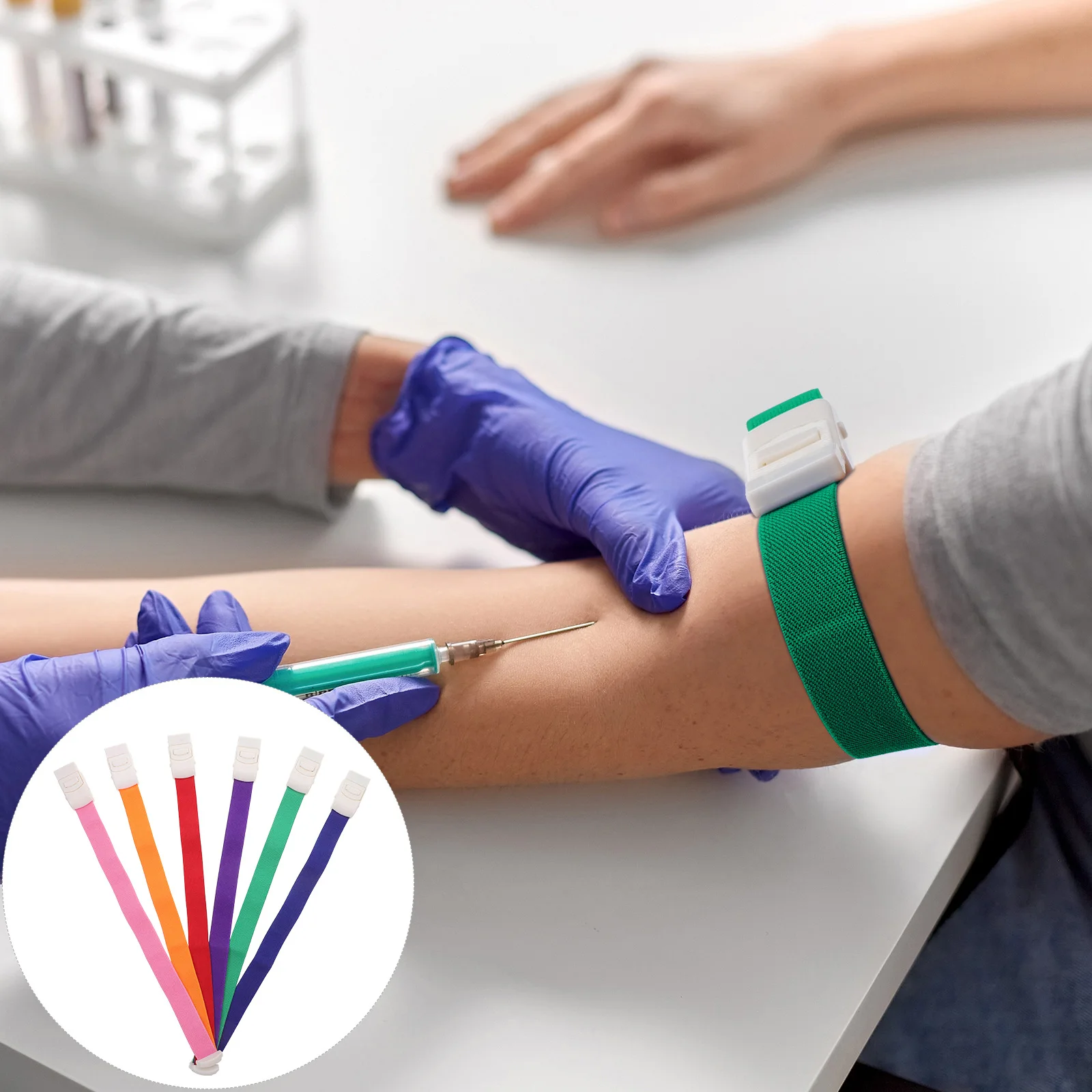 

6Pcs Elastic Medical Tourniquet Nylon Quick Release Buckle Adjustable Emergency Venous Transfusion Outdoor Sports Tool