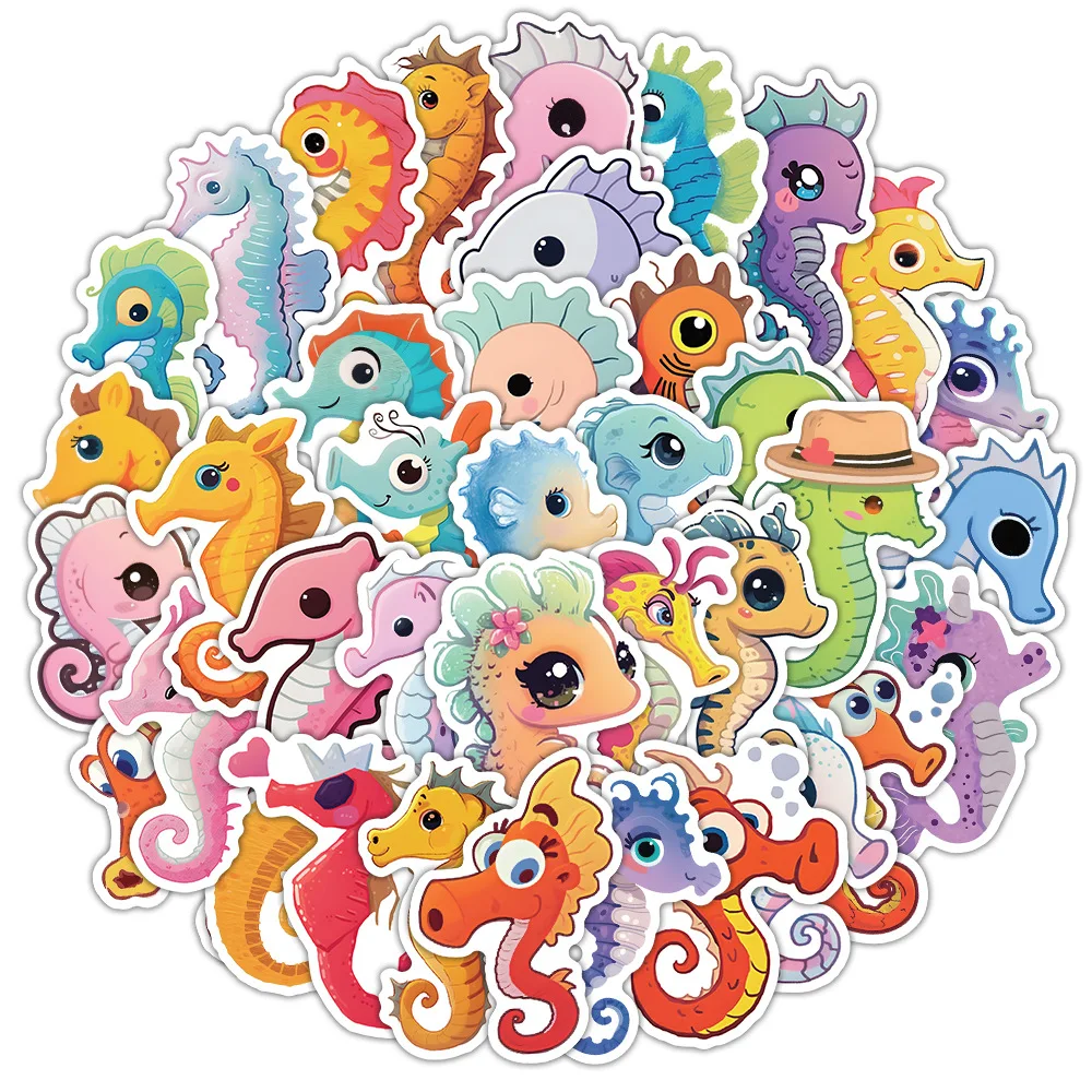 

10/50PCS Seahorse Cartoon Stickers Cute Marine Animals Decals DIY Kids Toy Laptop Guitar Car Bike Skateboard Graffiti Decoration