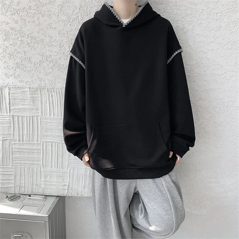 2025 Autumn Men's Hooded Sweatshirts Chic Loose Couple Streetwear Hoodie Male Sports Hip Hop Pull On Sweatshirt Plus Size M-5XL