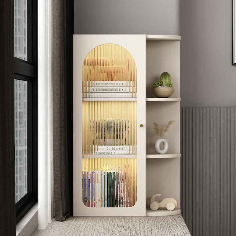 Bookshelf bay window bookcase with door locker locker modern simplicity