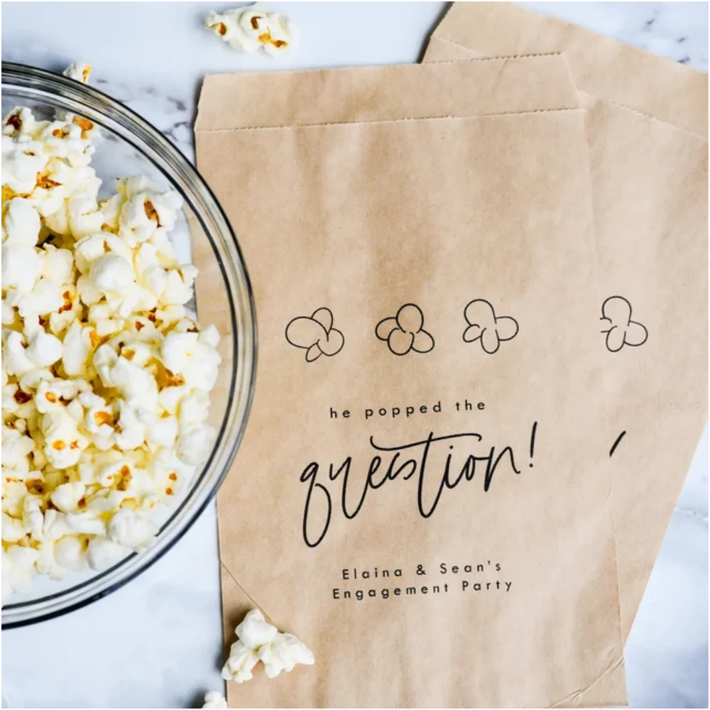 He Popped the Question, Personalized wedding favor bag, Cookie Donut bag, Bride Shower Birthday Party Popcorn Engagement Bags