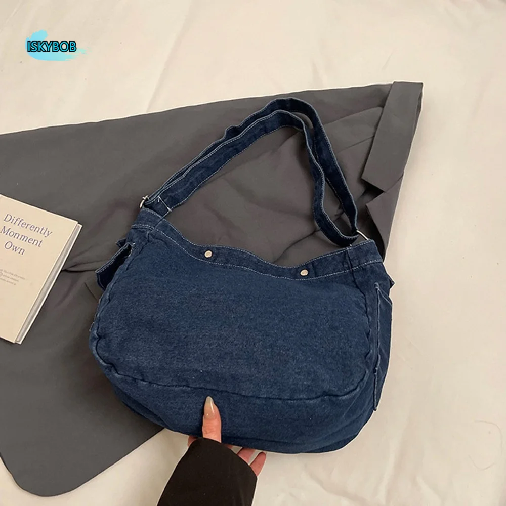 

Shoulder Bag Denim Canvas Bag Street Style Large Capacity Vintage Handbag Shopping Bag Crossbody Bag Simple Tote Bag Travel